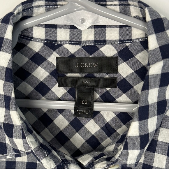J. Crew Boy Fit Long Sleeve Button Down Gingham Classic Navy Size 00 - Picture 3 of 6